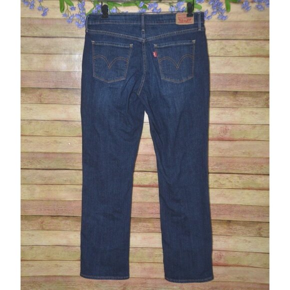 Levi's 505 Ladies Dark Wash Straight Leg Jeans Size 8 29 X 30 Mid Rise Stretch - Picture 4 of 11